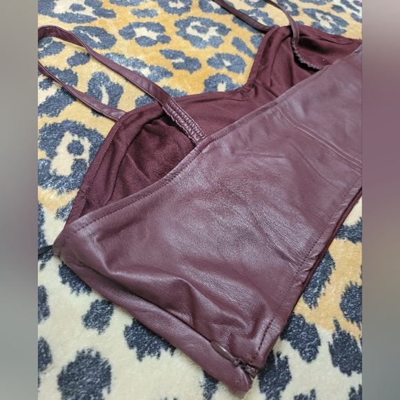 Burgundy Bralette, Faux Leather - Picture 3 of 6